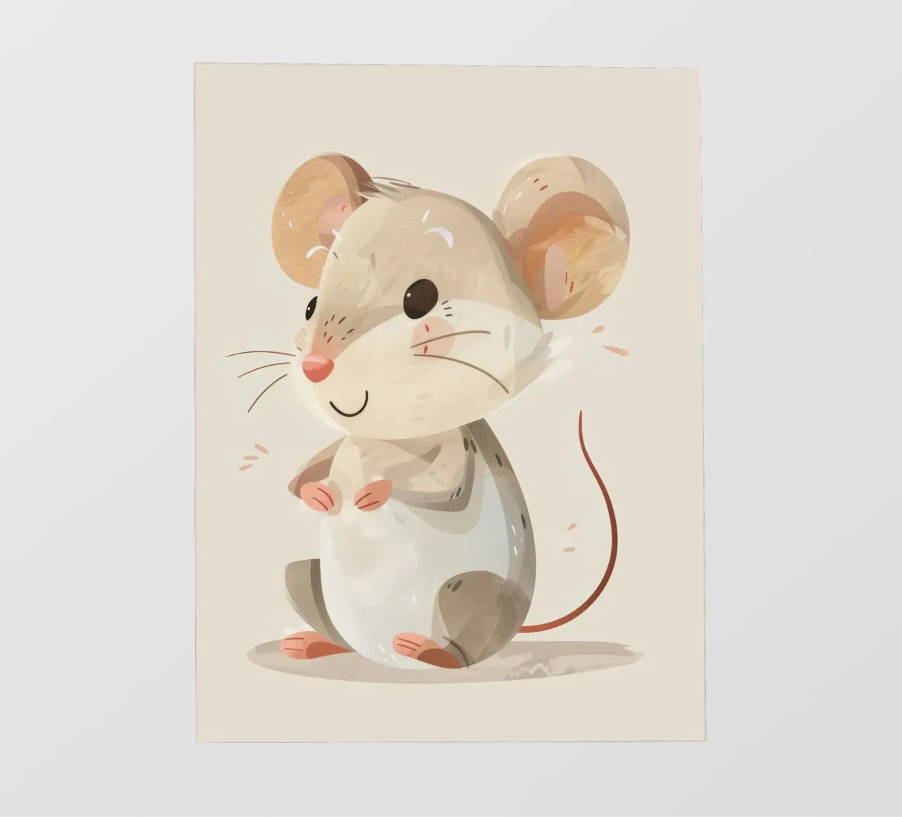Mignonne souris de dessin animé à la fourrure douce, assise sur un objet d'art léger bâche pvc de DesignDoodle