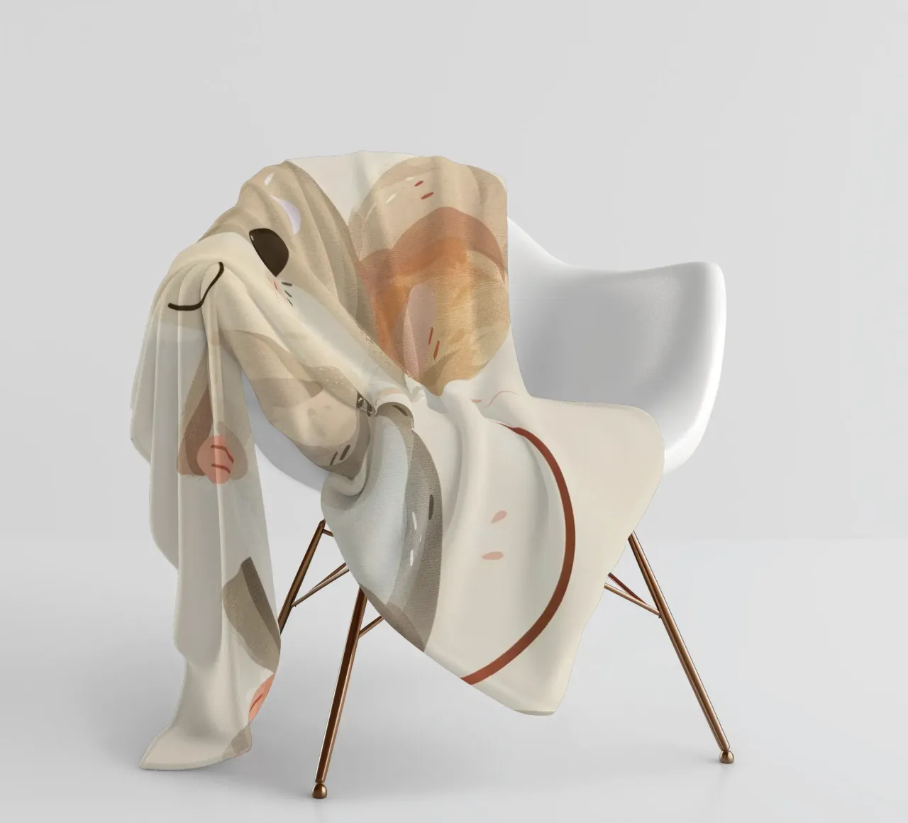 Mignonne souris de dessin animé à la fourrure douce, assise sur un objet d'art léger plaid polaire de DesignDoodle