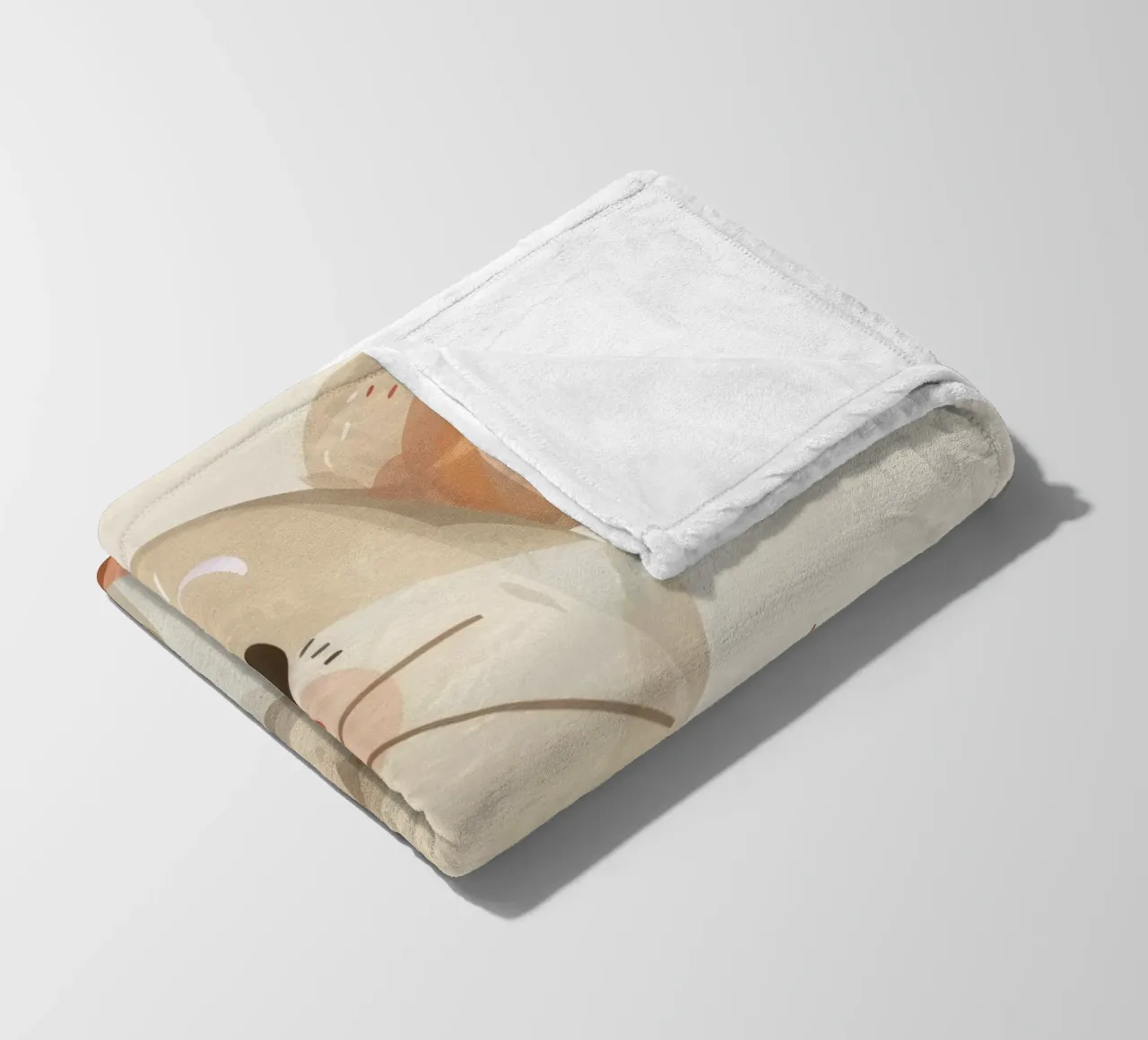 Mignonne souris de dessin animé à la fourrure douce, assise sur un objet d'art léger plaid polaire de DesignDoodle