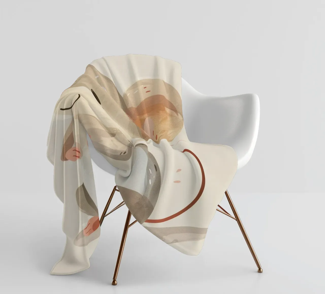 Mignonne souris de dessin animé à la fourrure douce, assise sur un objet d'art léger plaid polaire de DesignDoodle
