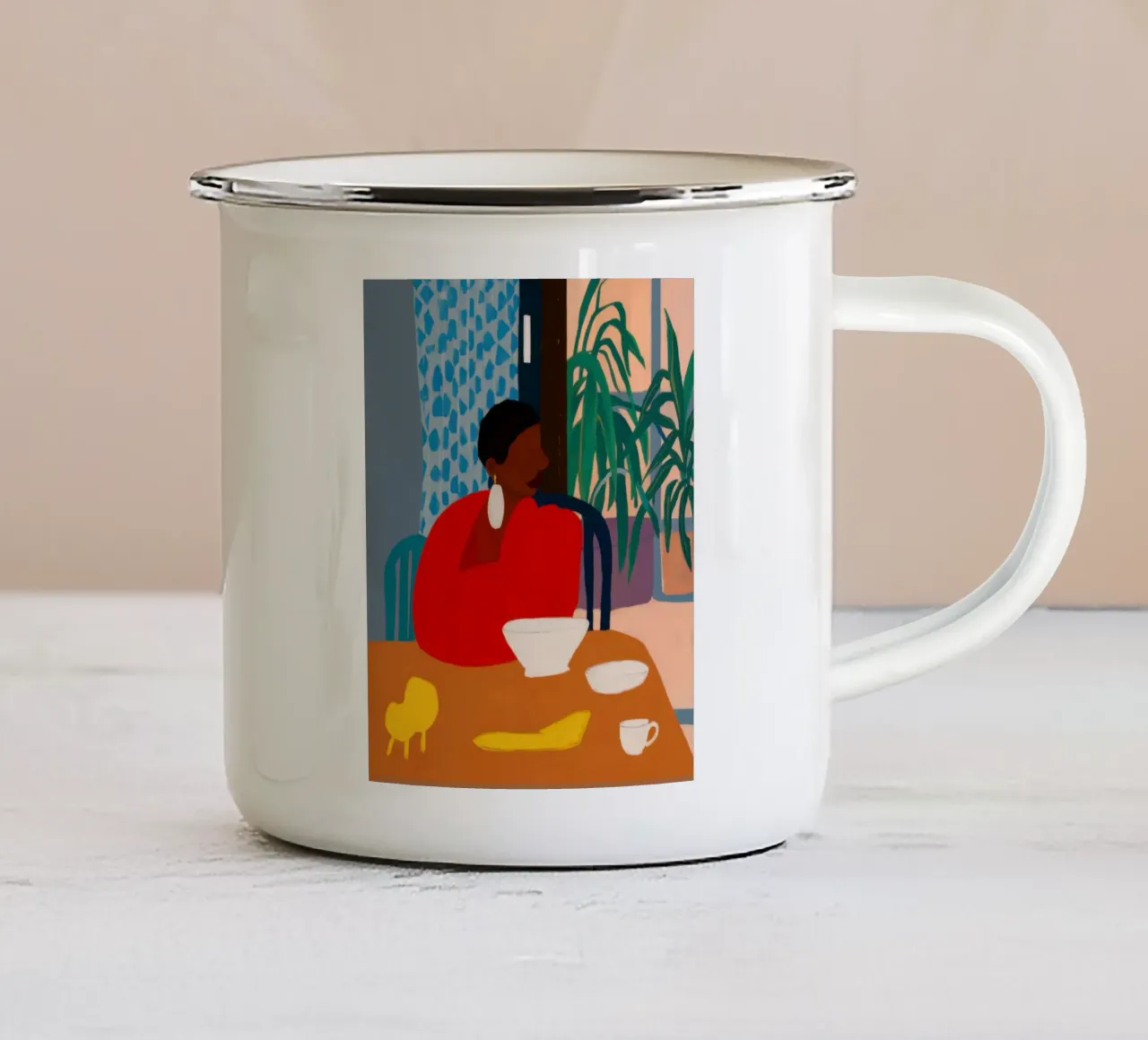 Contemplazione cremisi del mattino tazza in smalto da Prism Ritual