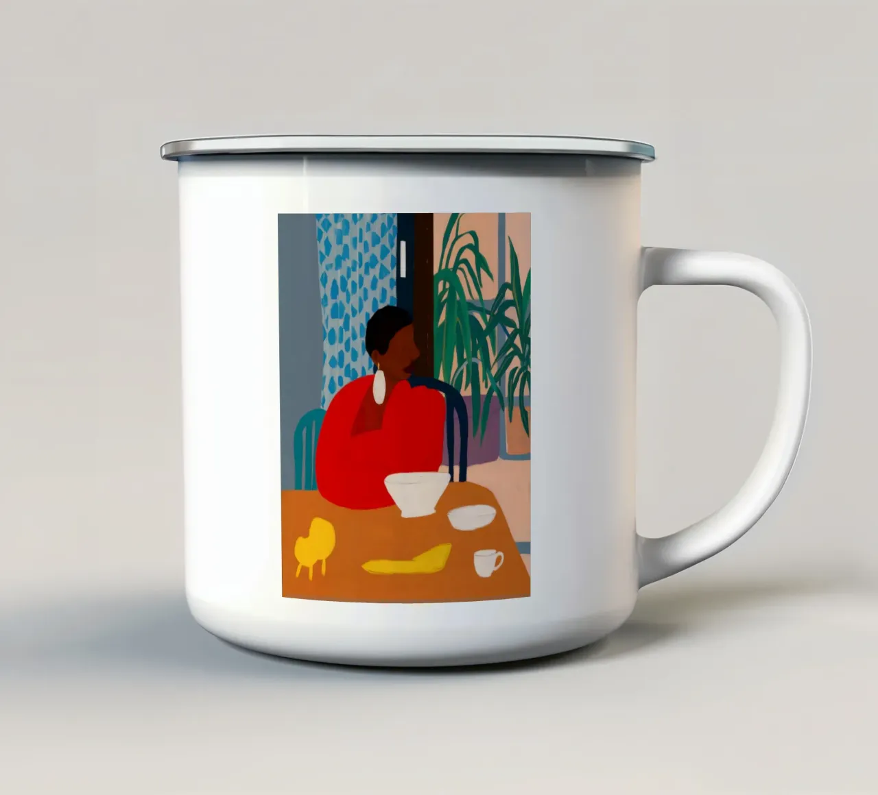 Contemplazione cremisi del mattino tazza in smalto da Prism Ritual