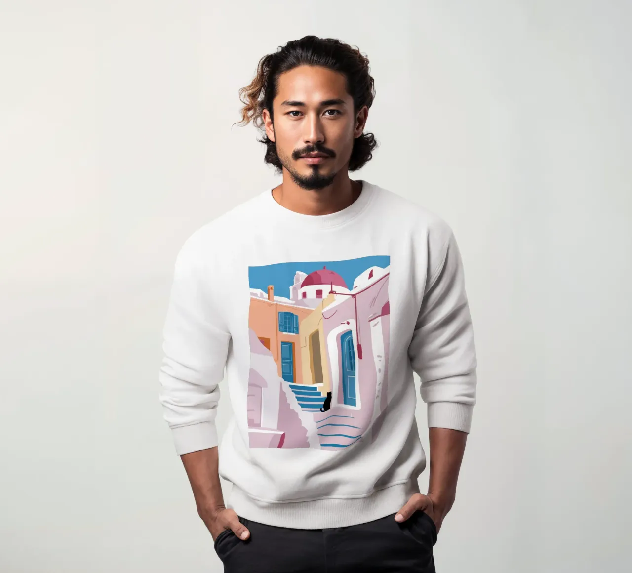 Gatto delle scale di Santorini felpa da Dream Gesso