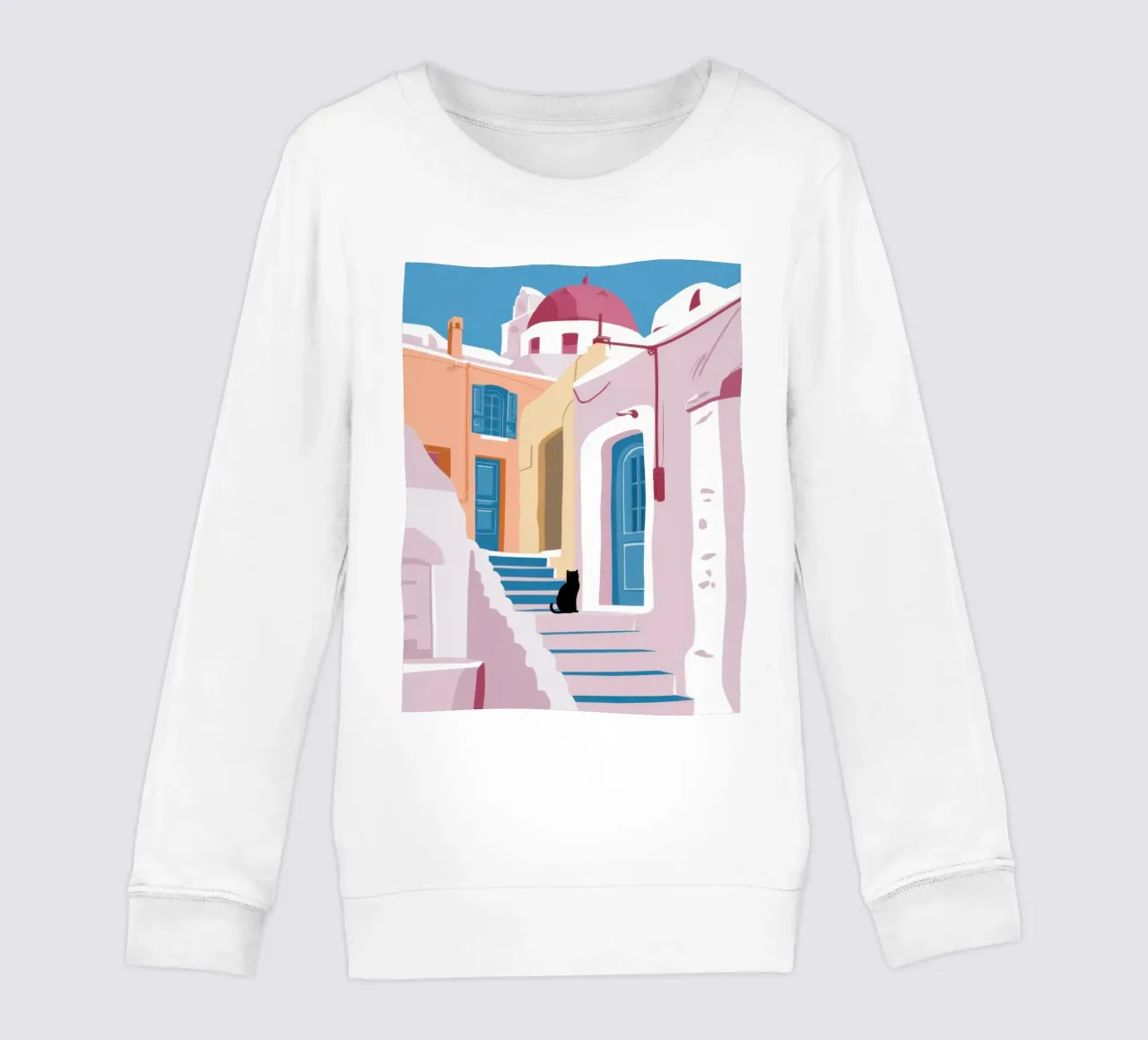 Gatto delle scale di Santorini felpa bambino da Dream Gesso