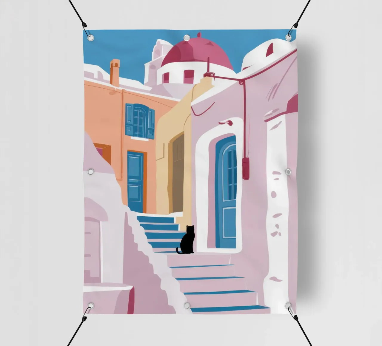 Gatto delle scale di Santorini telo in pvc da Dream Gesso