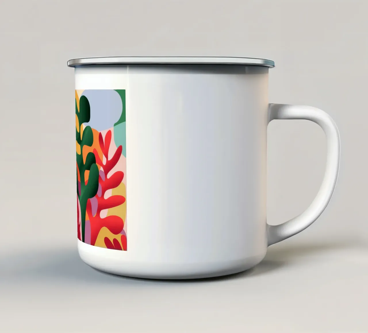Collage botanico baciato dal sole tazza in smalto da Mythy Brush