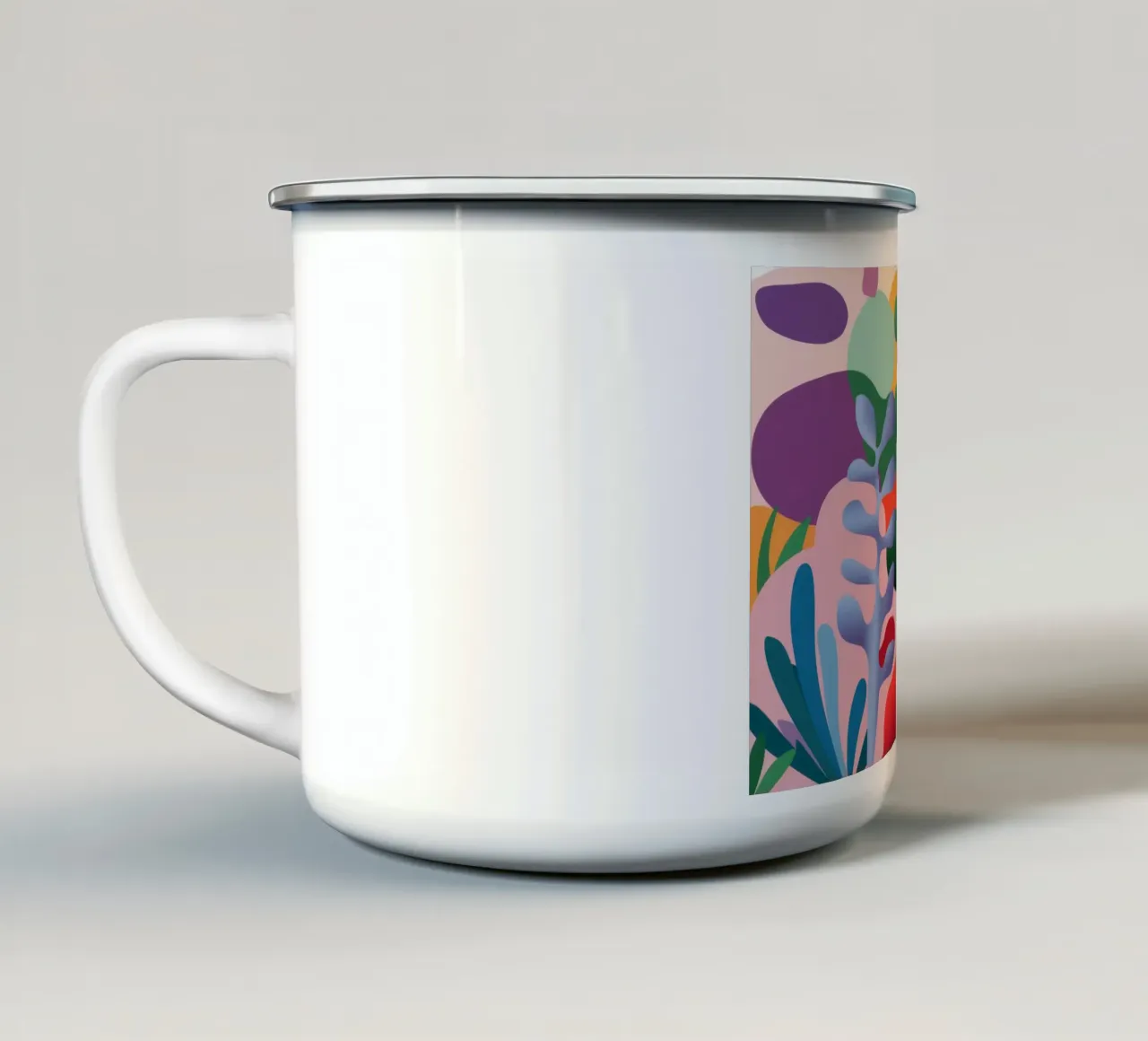 Collage botanico baciato dal sole tazza in smalto da Mythy Brush