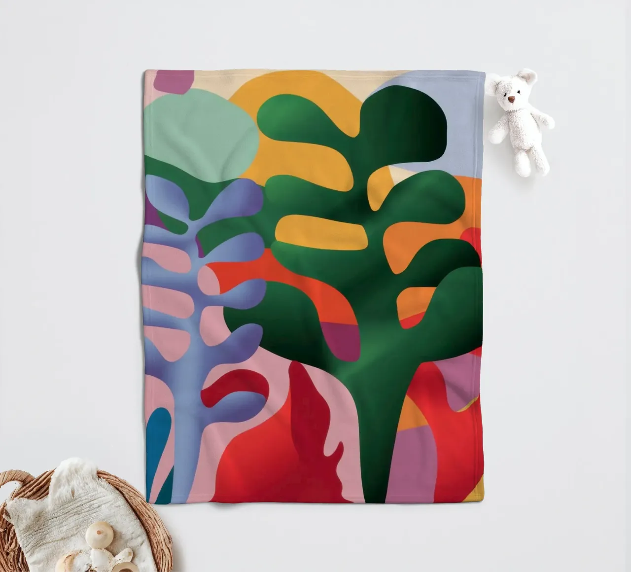 Collage botanico baciato dal sole coperta in pile da Mythy Brush
