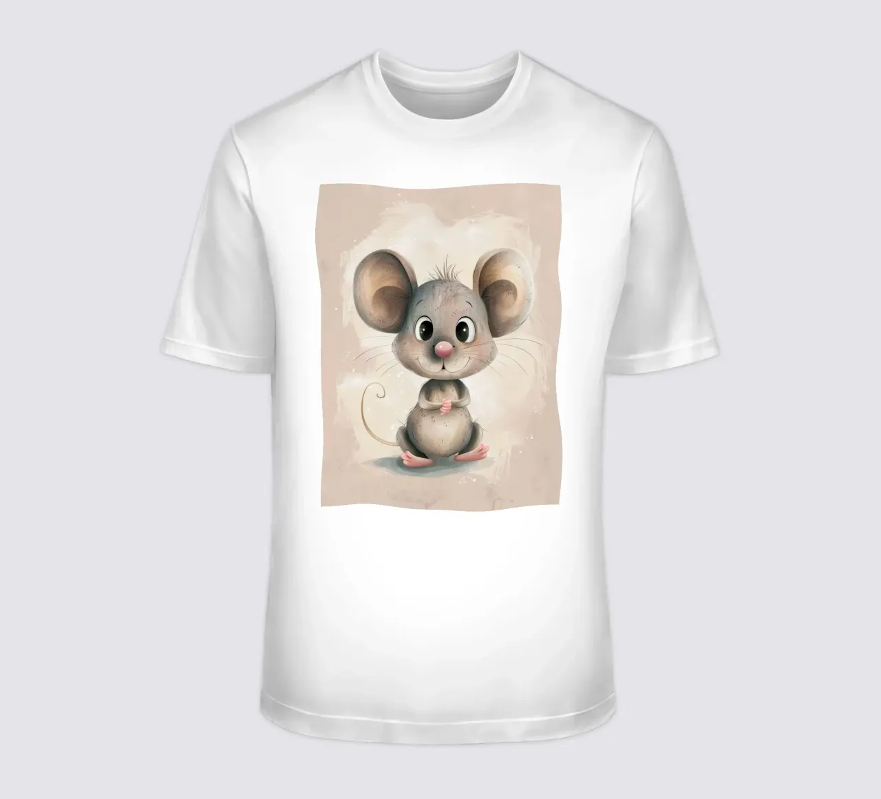Cute cartoon mouse character with big ears and friendly face t-shirt by DesignDoodle