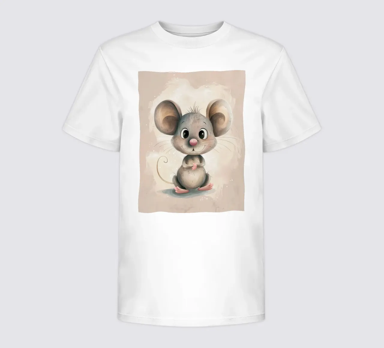 Cute cartoon mouse character with big ears and friendly face kids t-shirt by DesignDoodle
