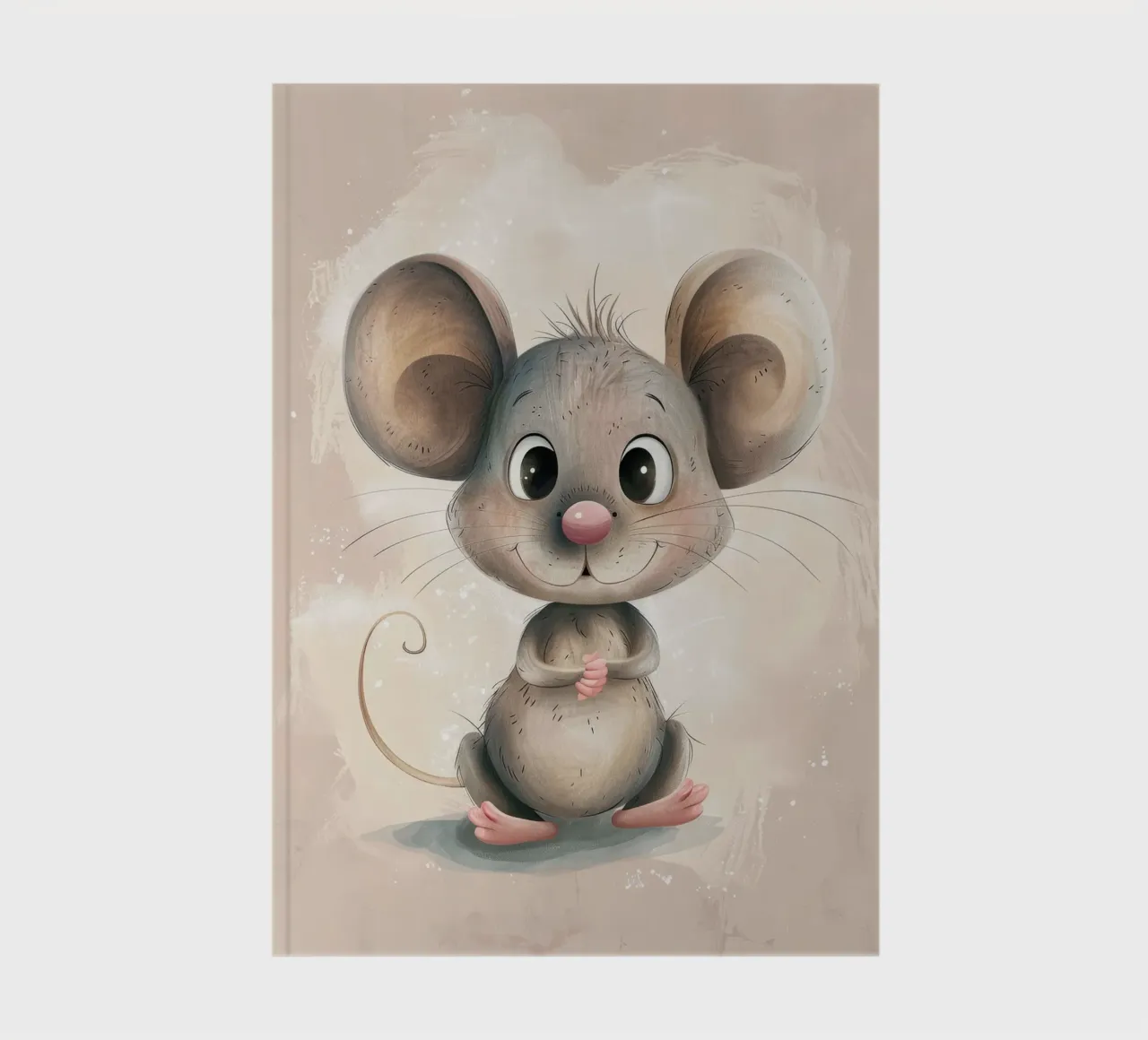 Cute cartoon mouse character with big ears and friendly face notebook by DesignDoodle