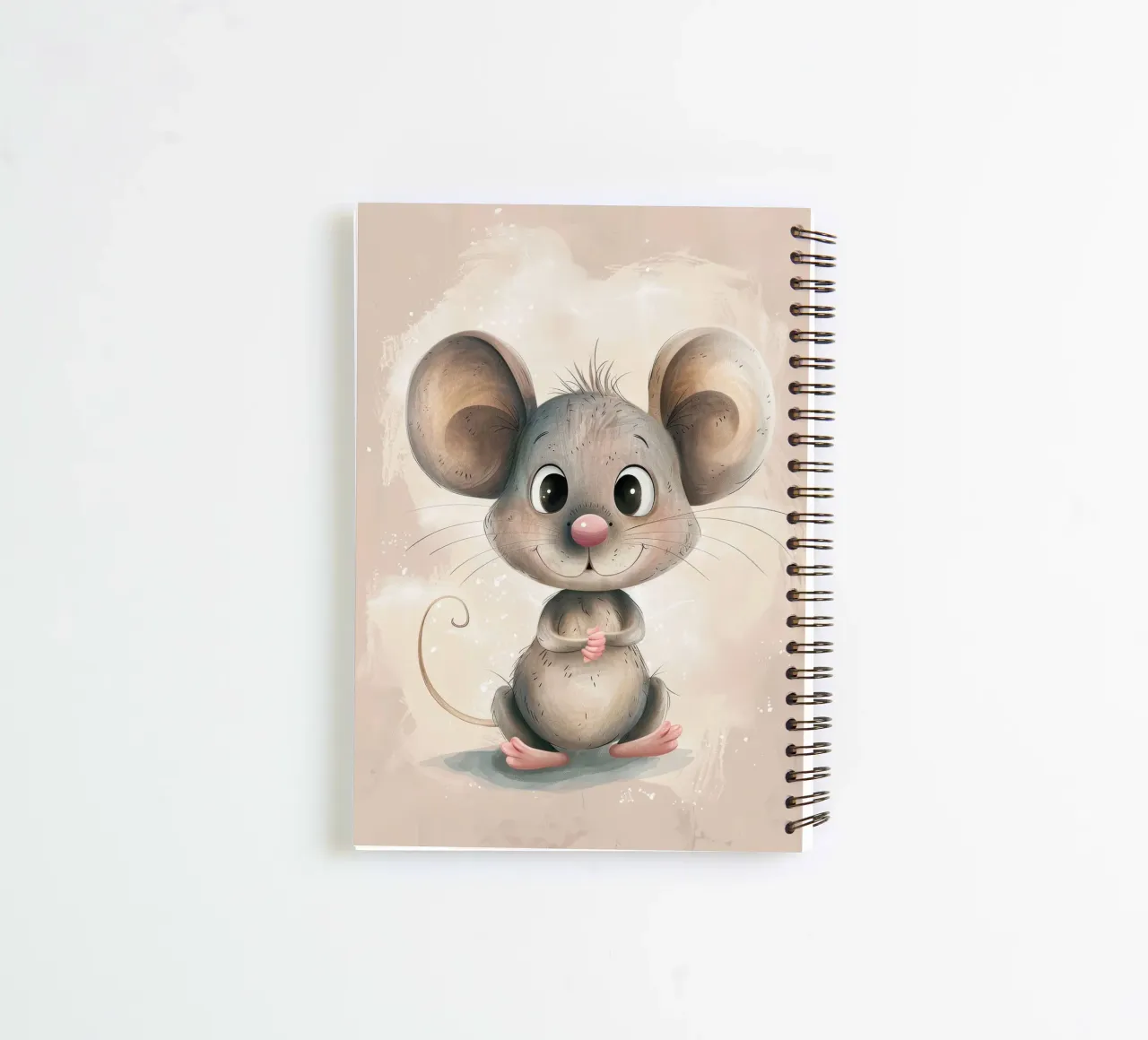 Cute cartoon mouse character with big ears and friendly face spiral notebook by DesignDoodle