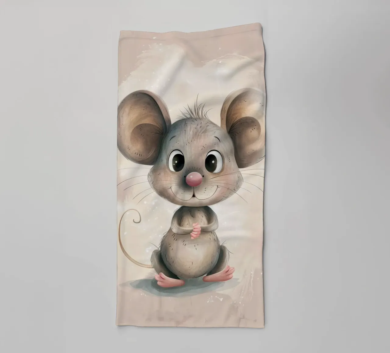Cute cartoon mouse character with big ears and friendly face towel by DesignDoodle