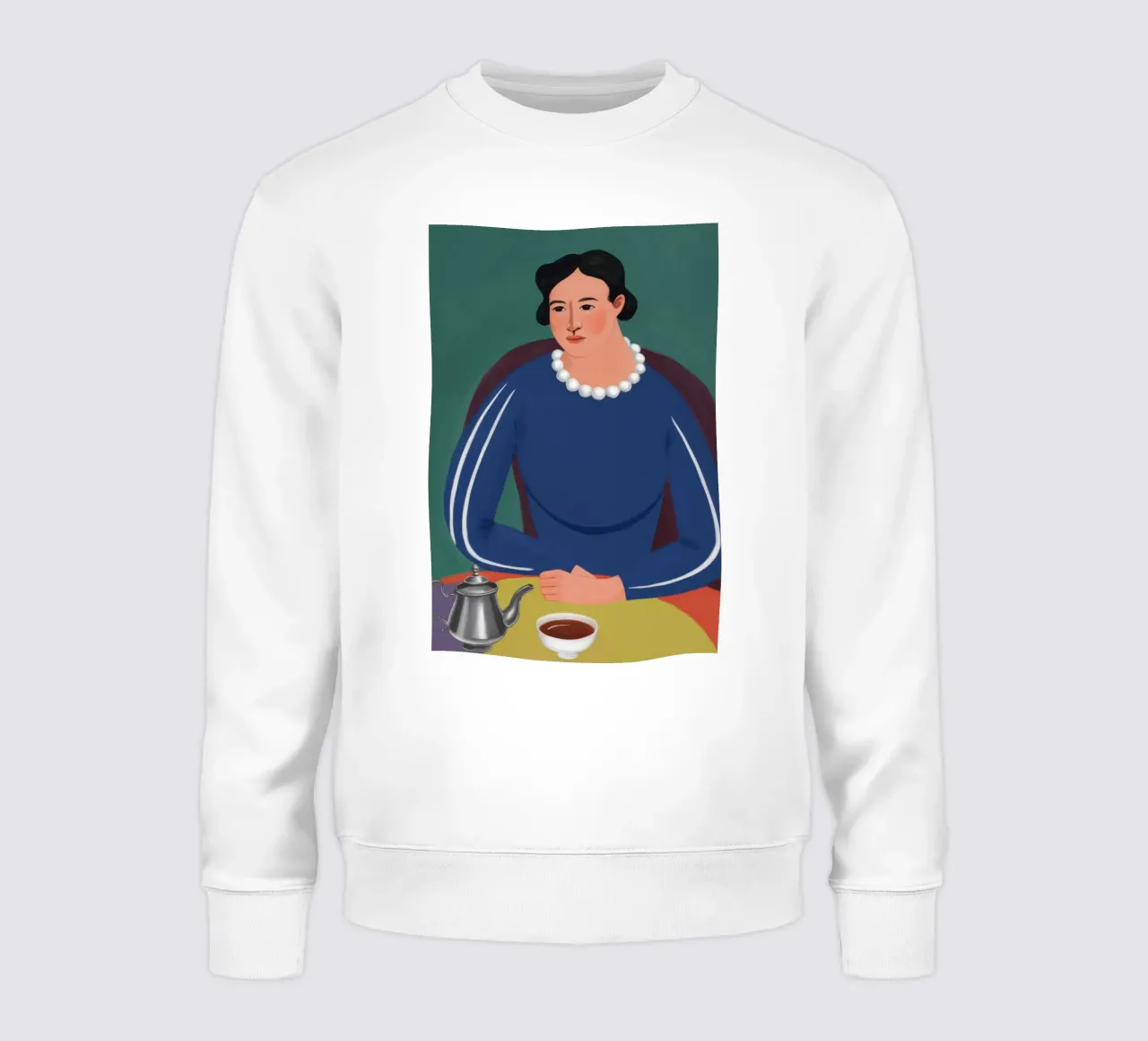 Mujer con cafetera sudadera de Flock Reverie