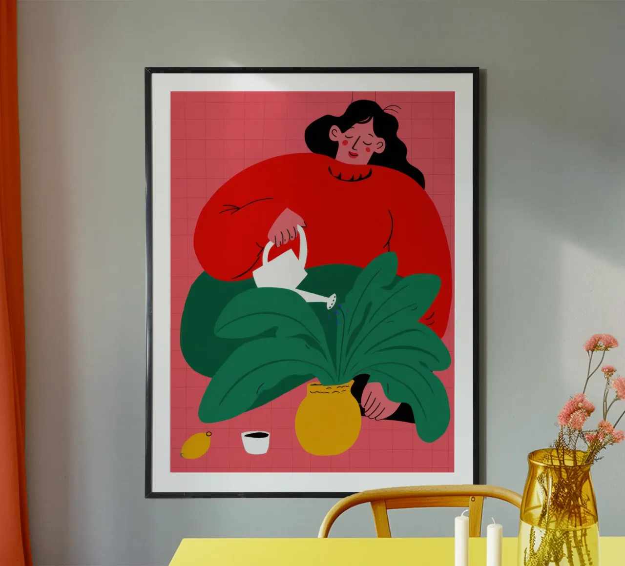 De plantenfluisteraar poster met kunststof frame van Ink Pulse
