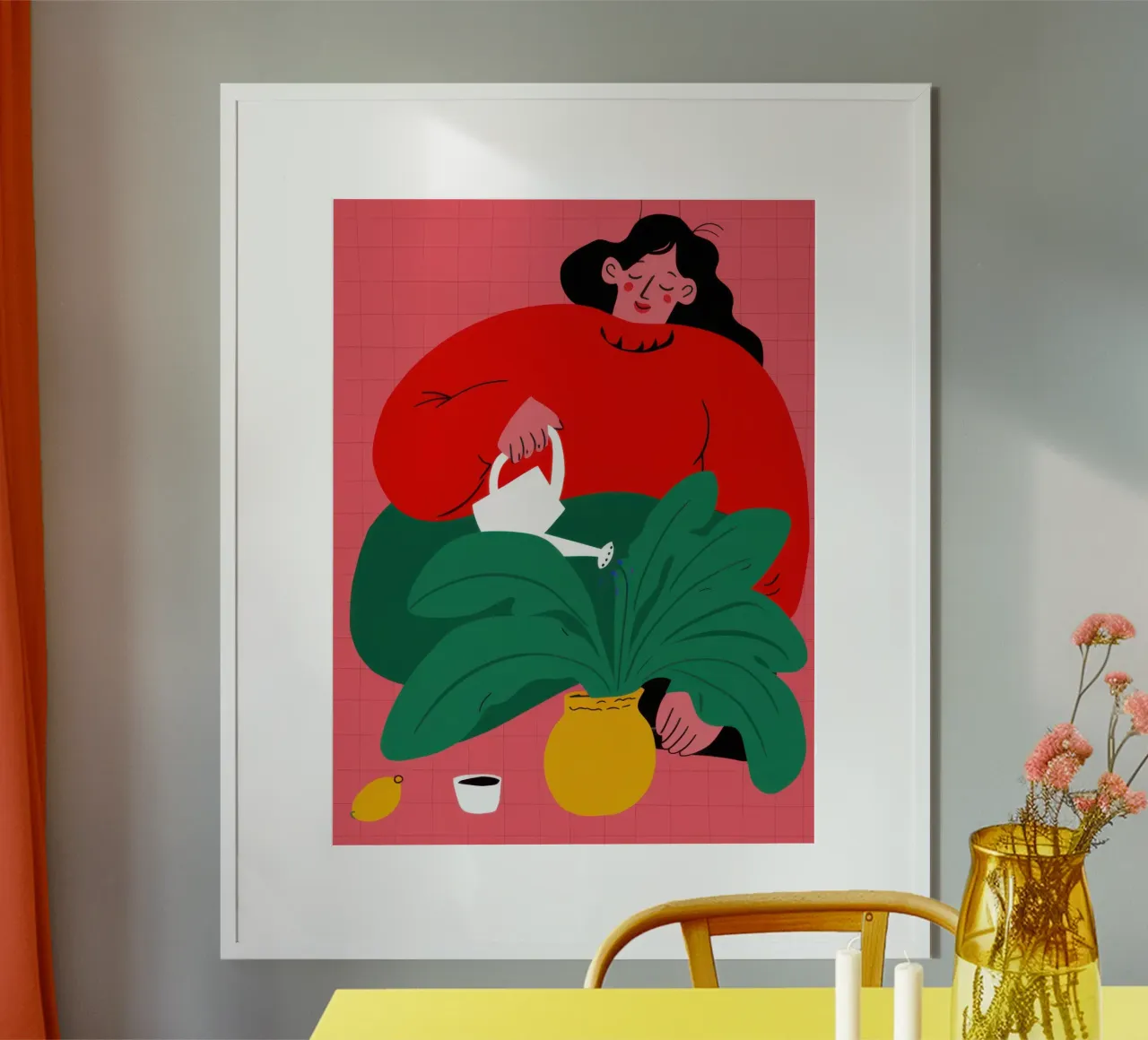 De plantenfluisteraar poster met kunststof frame van Ink Pulse