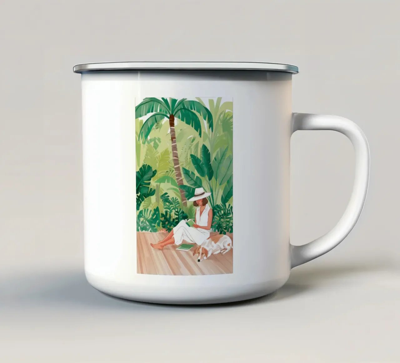 Leggere all'ombra tazza in smalto da Flock Reverie