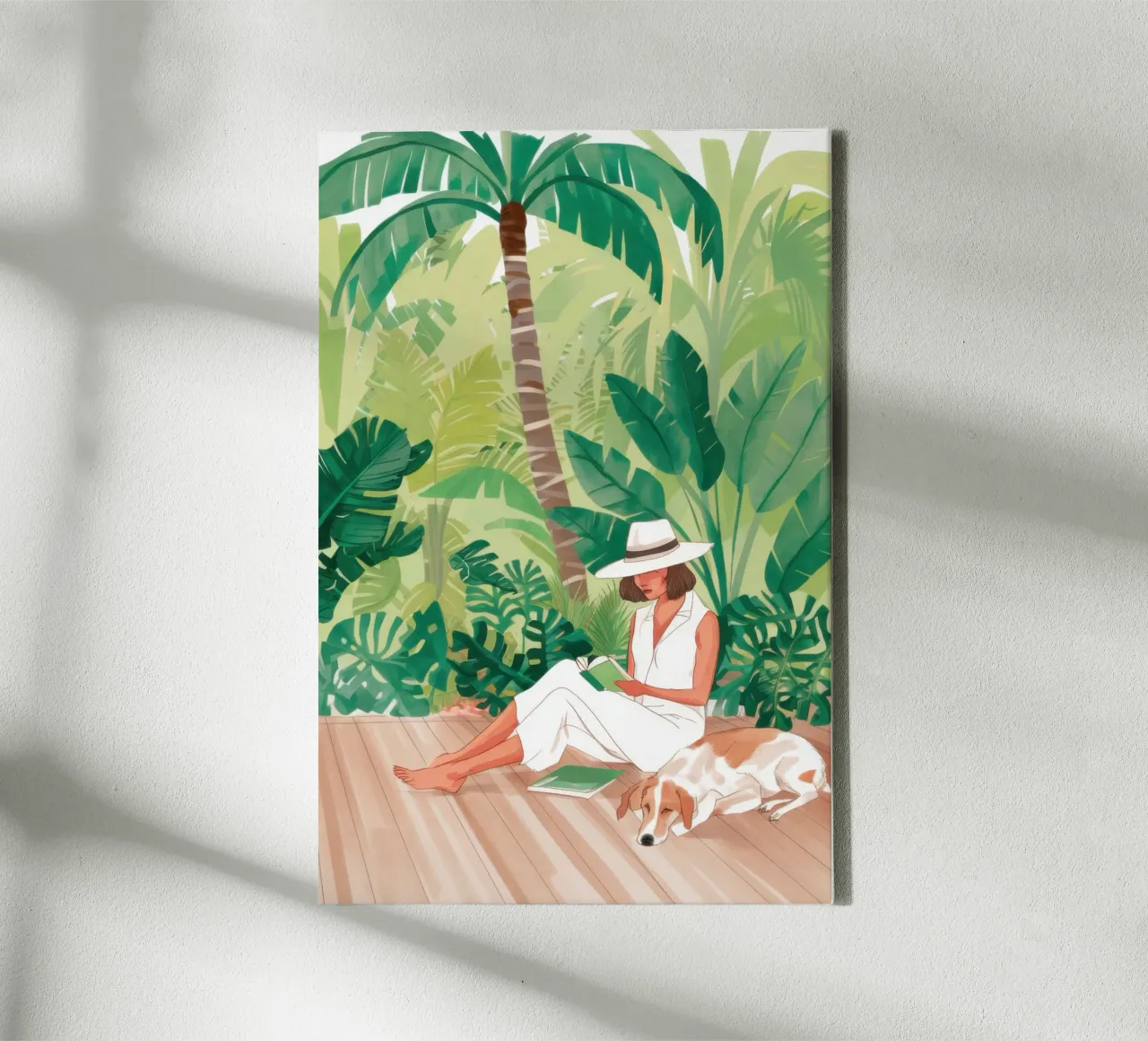 Reading in the Shade canvas with Floater frame by Flock Reverie