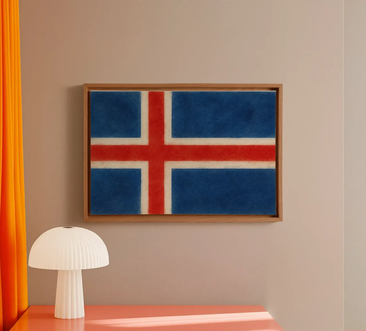 Schilderij met IJslandse vlag canvas met Baklijst van Kania