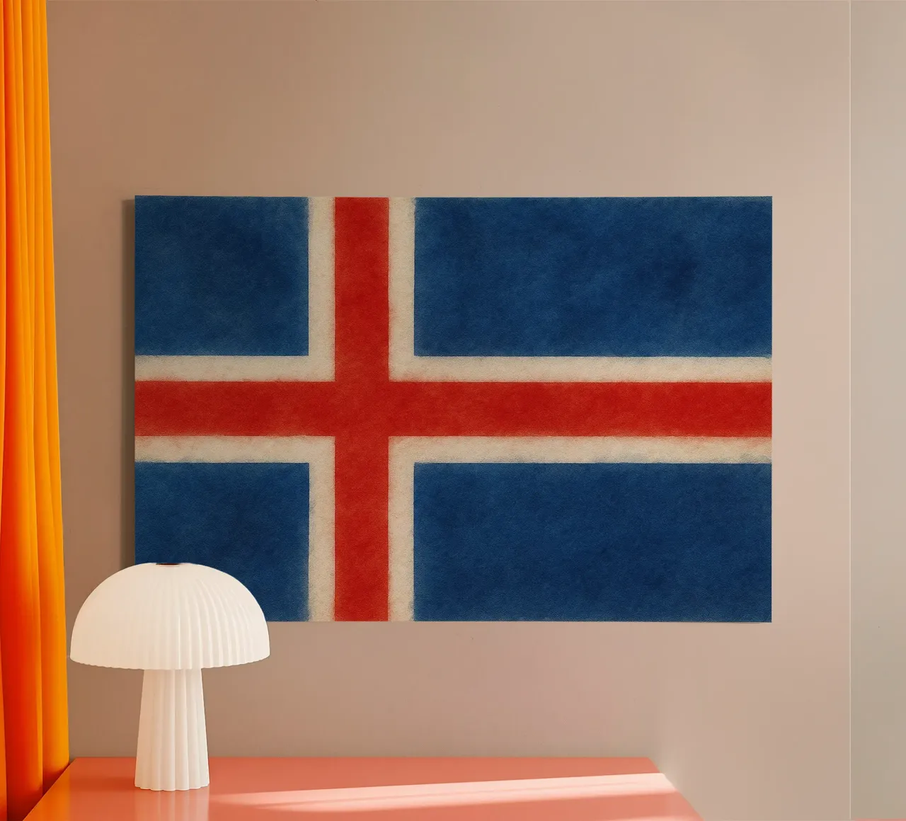Schilderij met IJslandse vlag canvas met Baklijst van Kania