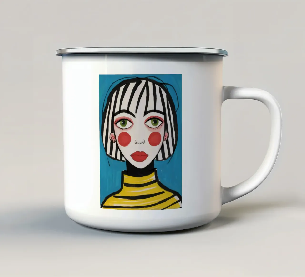Sguardo malinconico bretone tazza in smalto da Dream Gesso