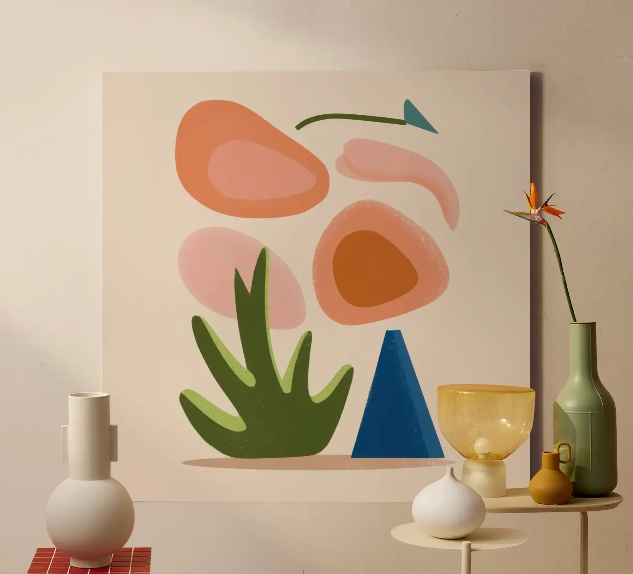 Aards Abstract Evenwicht canvas met Baklijst van Mythy Brush