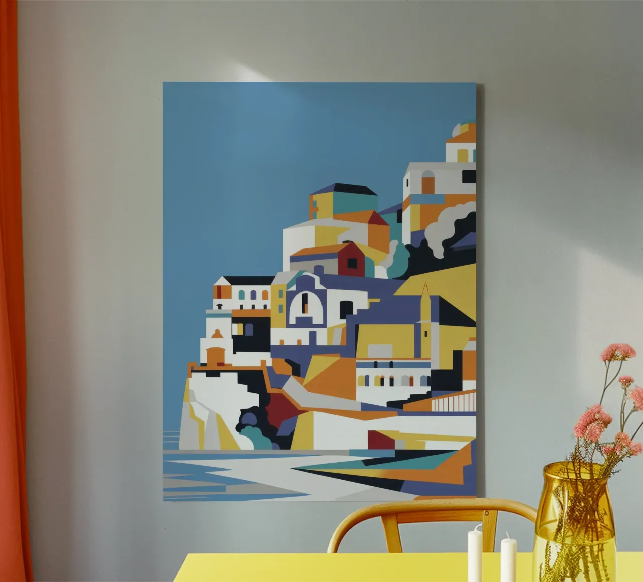 Villaggio Azure Hillside tela con Cornice a cassetta da Prism Ritual