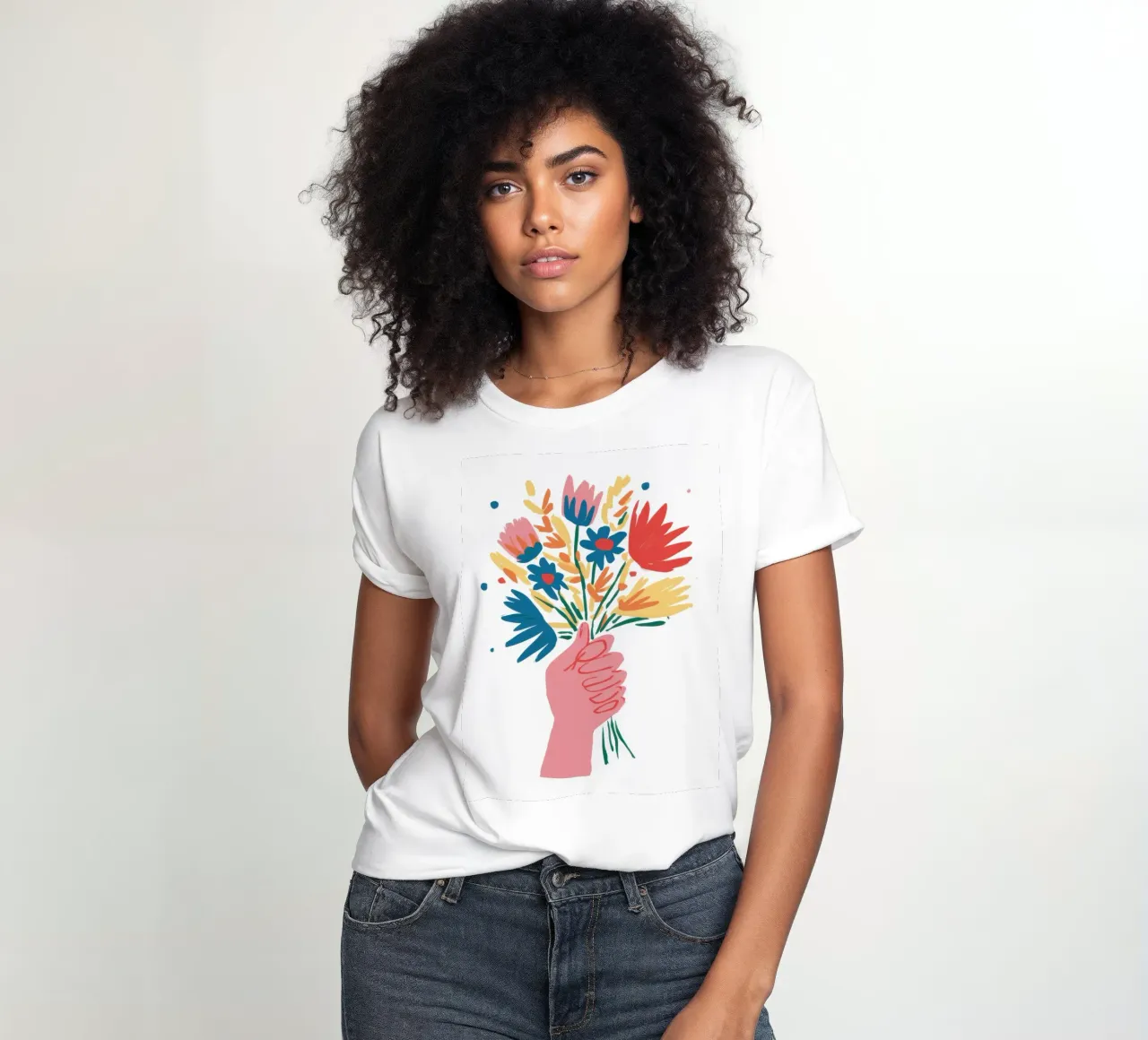 Wildflower Gesture Joy women's fitted t-shirt by Giant Foxs