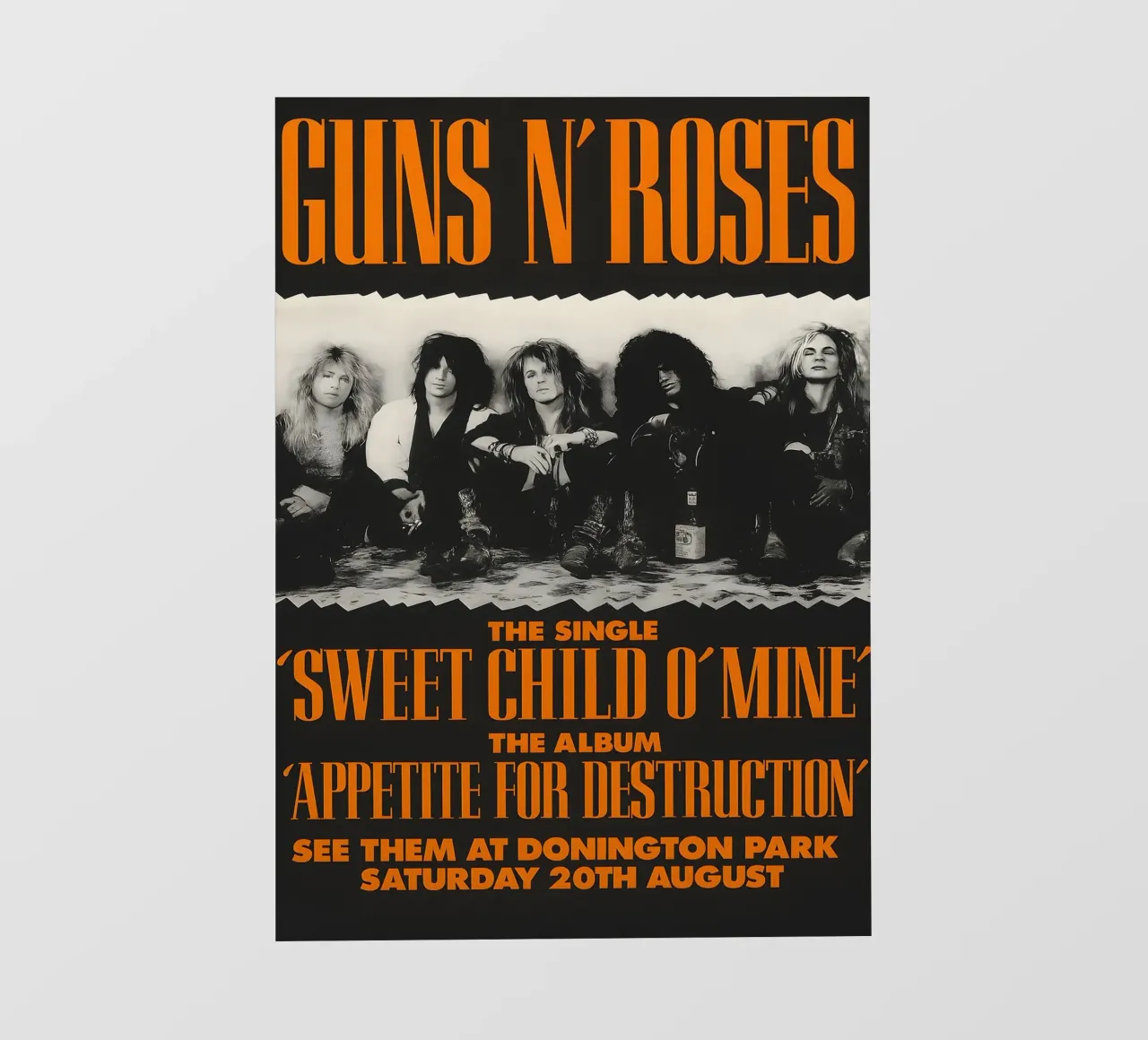 Guns N’ Roses Huge 5′ Donington Park 1988 Concert Poster backlit film by DGUnder