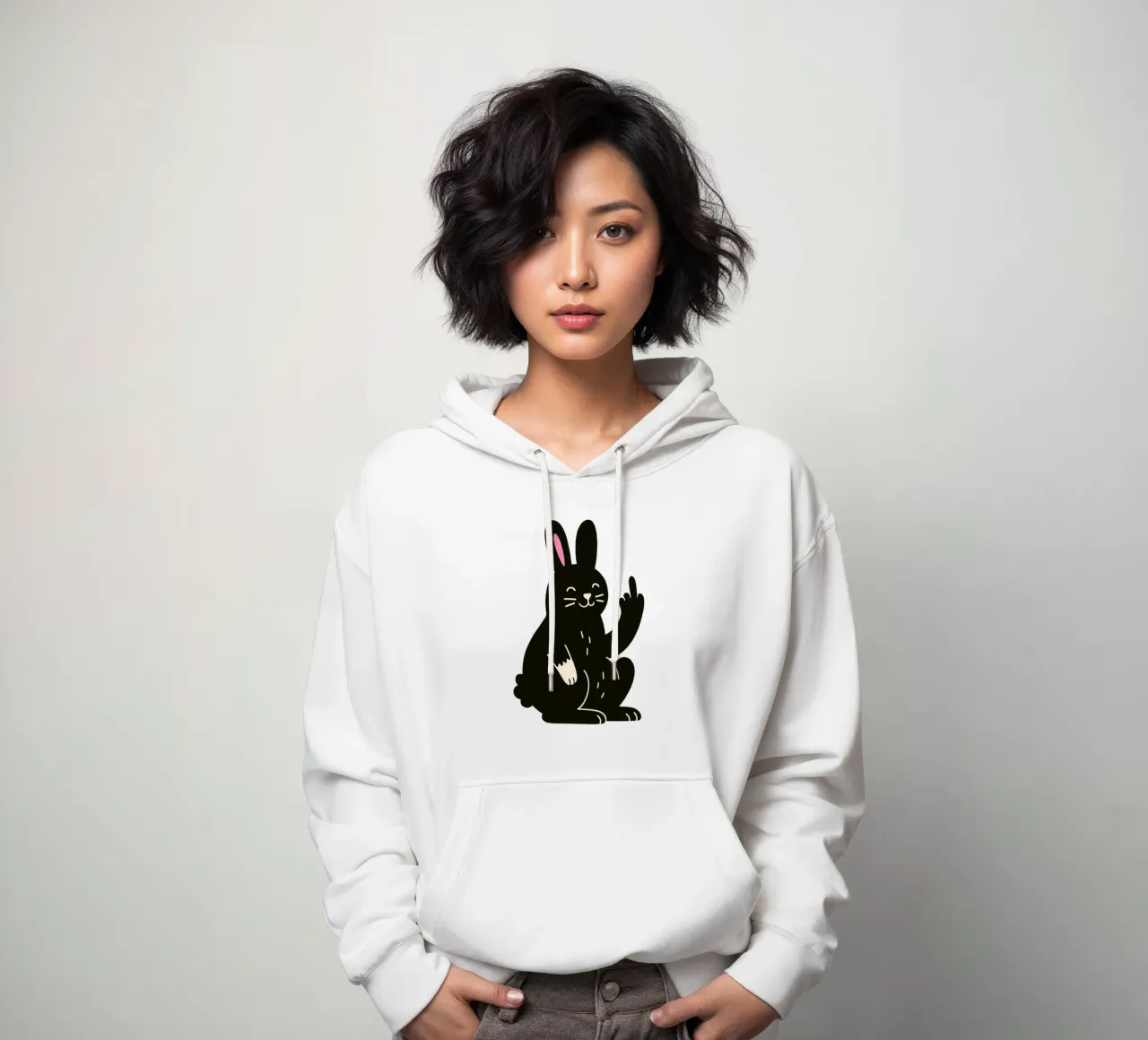 Fluffy but F*ck Off - Rude Rabbit Vibes felpa con cappuccio da KUNSTstück