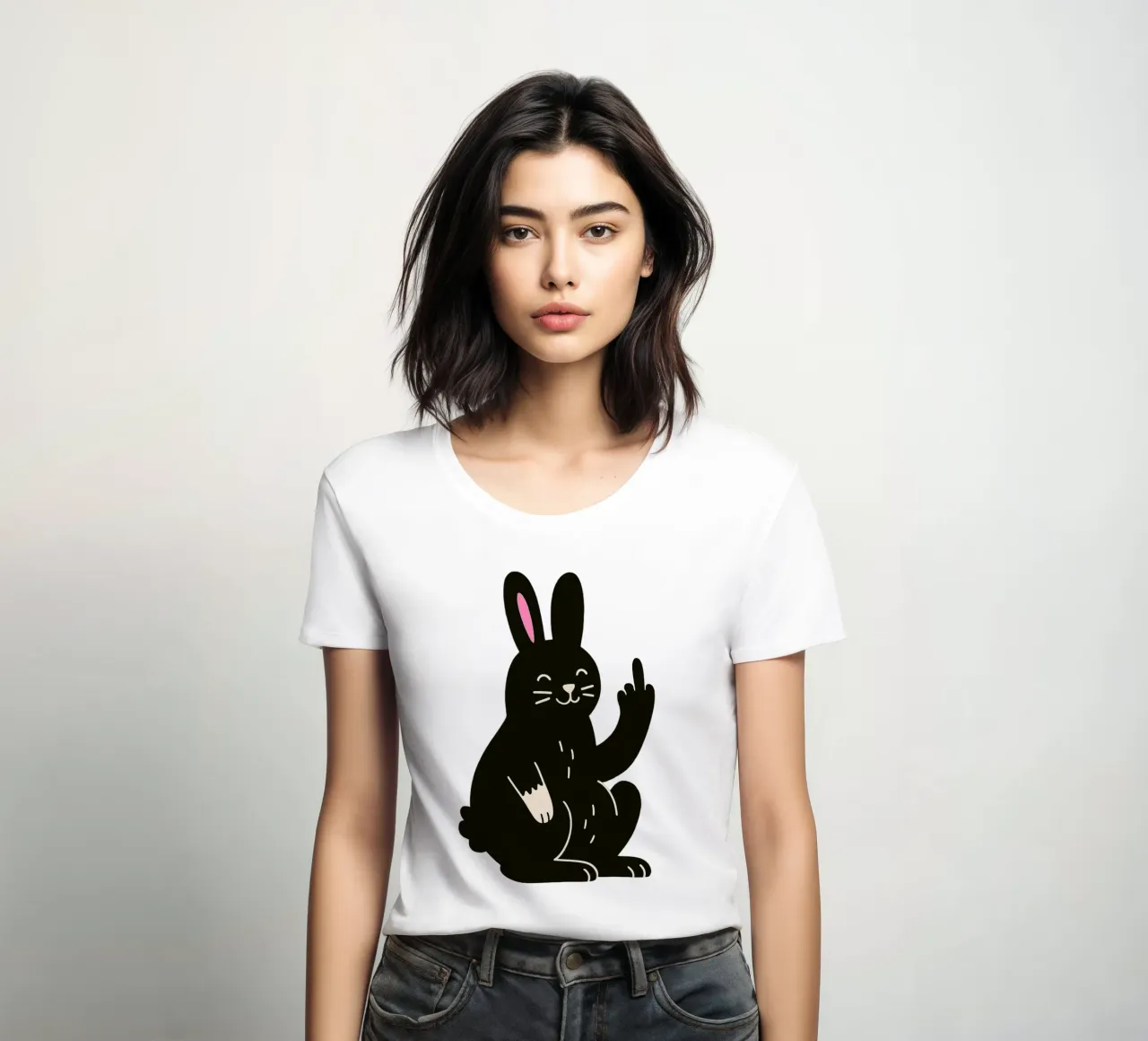 Fluffy but F*ck Off - Rude Rabbit Vibes t-shirt da donna da KUNSTstück