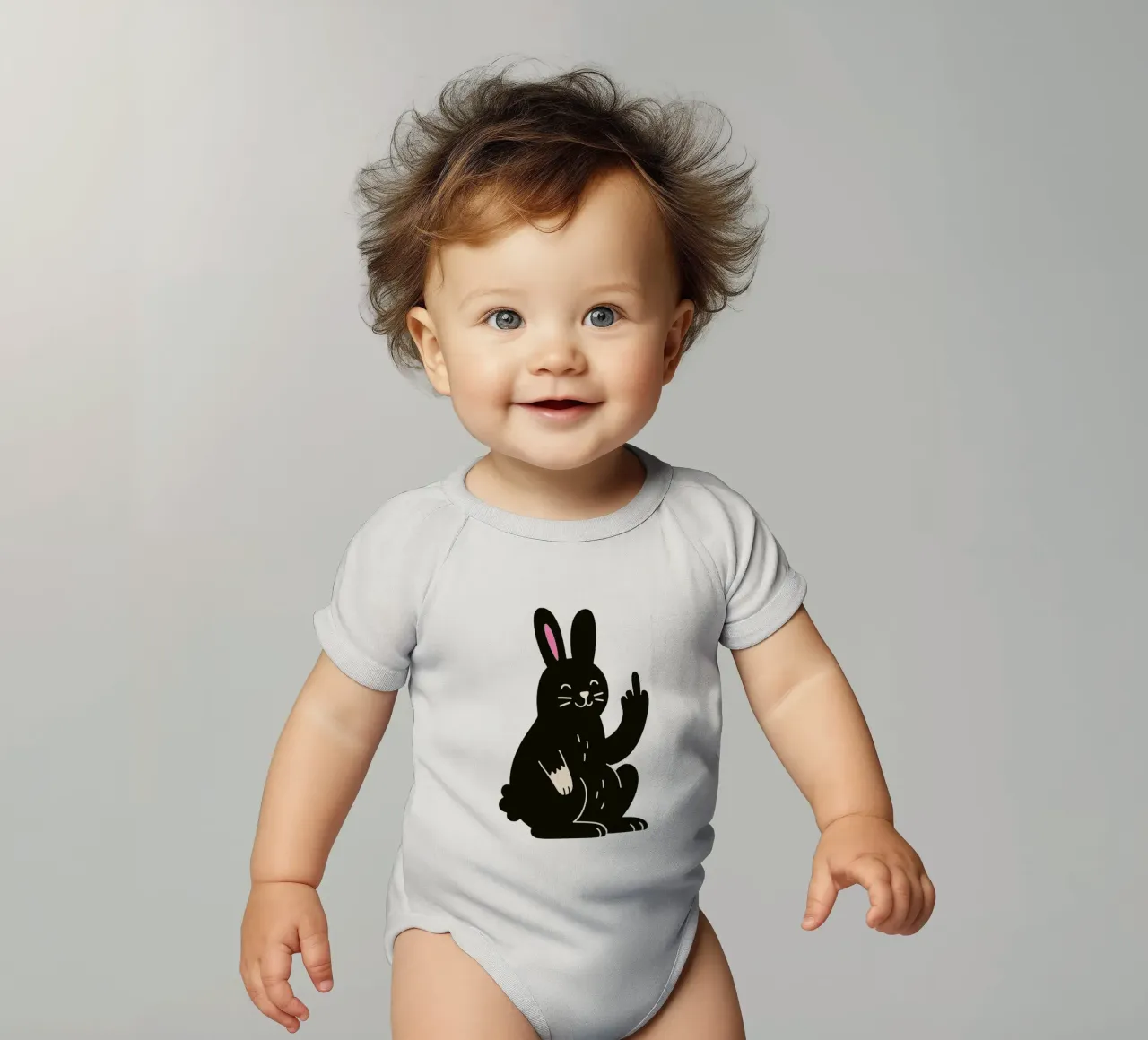 Fluffy but F*ck Off - Rude Rabbit Vibes body neonato maniche corte da KUNSTstück