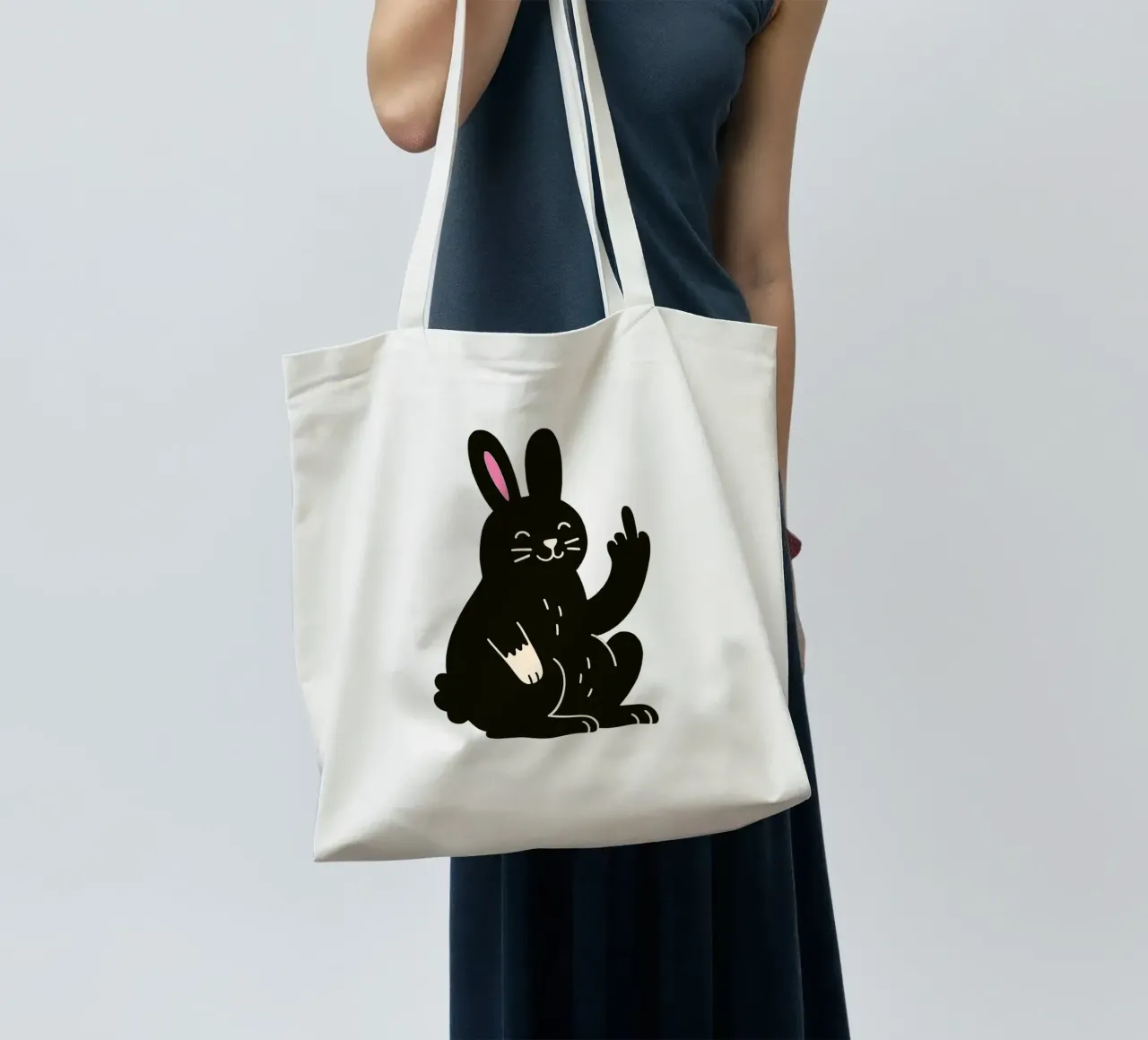 Fluffy but F*ck Off - Rude Rabbit Vibes borsa in juta da KUNSTstück