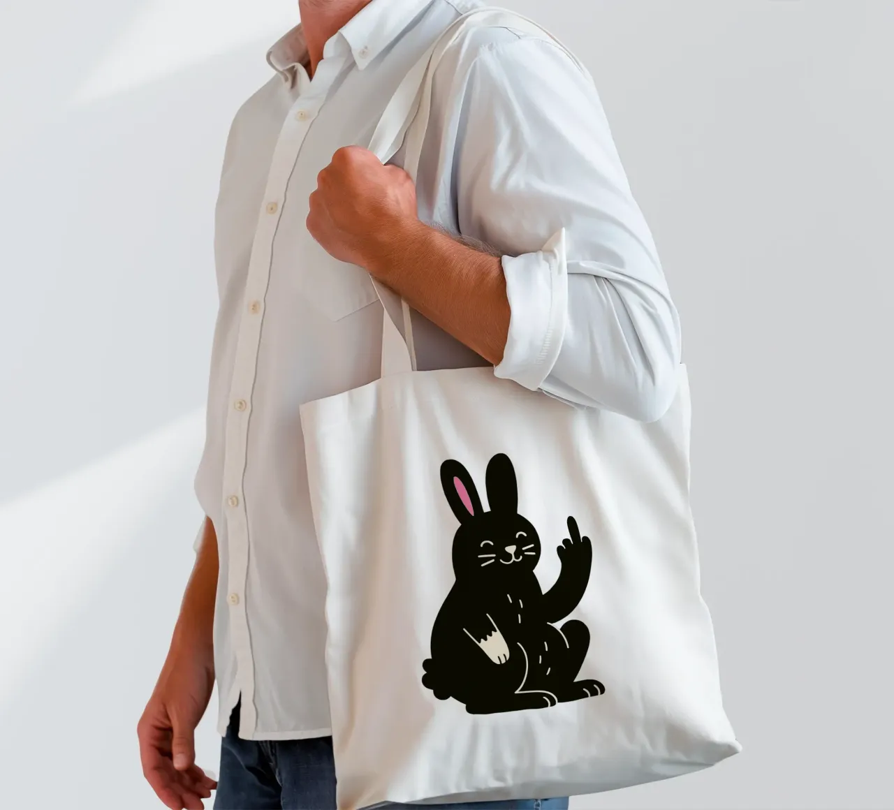 Fluffy but F*ck Off - Rude Rabbit Vibes borsa in juta da KUNSTstück