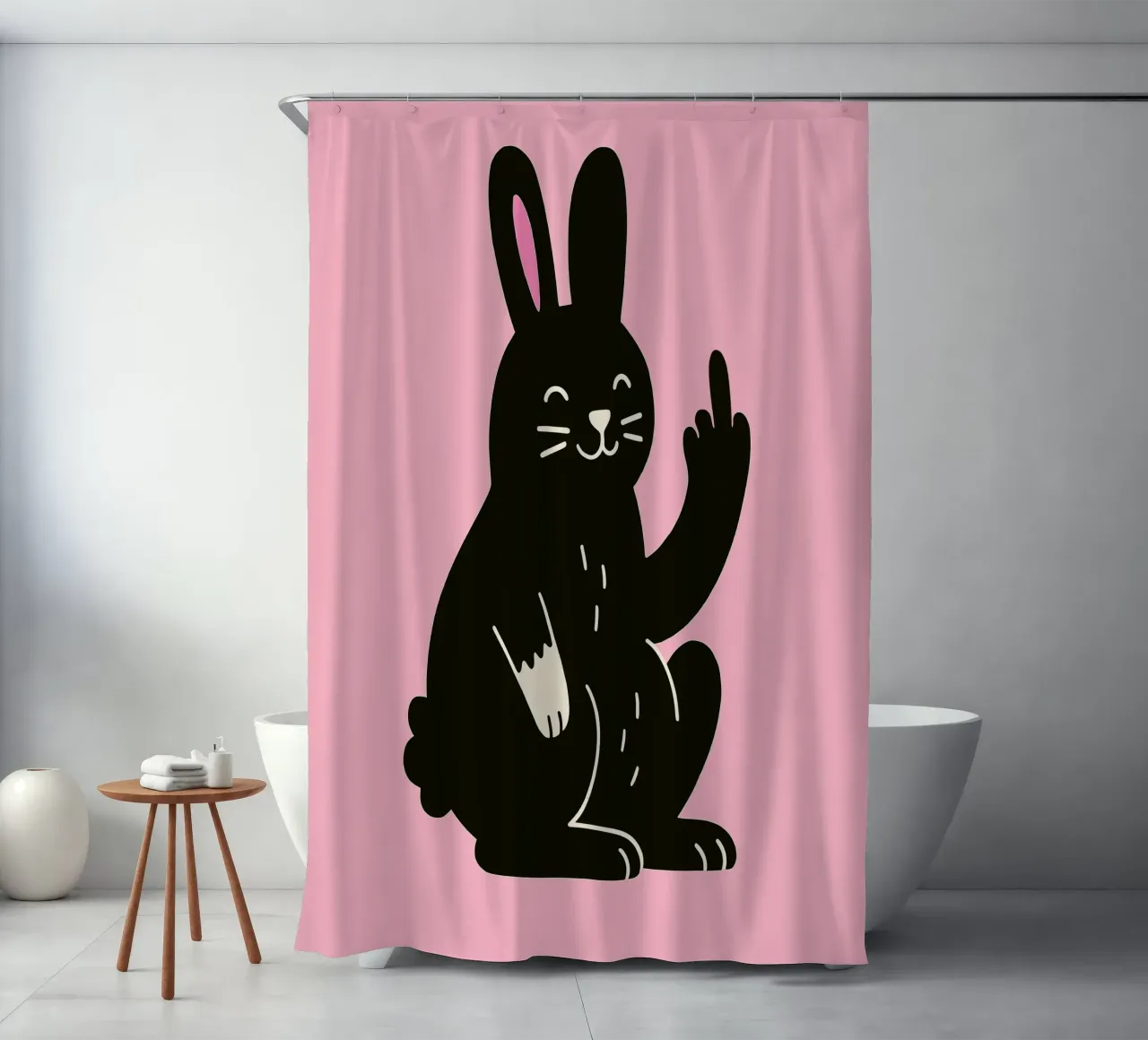 Fluffy but F*ck Off - Rude Rabbit Vibes tenda da doccia da KUNSTstück