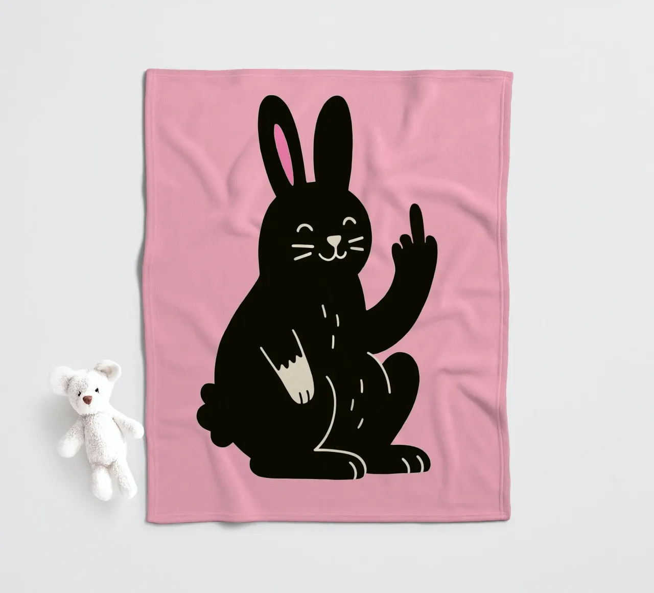 Fluffy but F*ck Off - Rude Rabbit Vibes coperta in pile da KUNSTstück