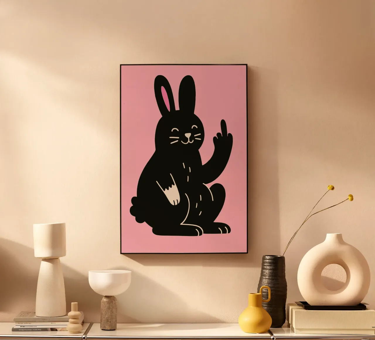 Fluffy but F*ck Off - Rude Rabbit Vibes pannello forex da KUNSTstück