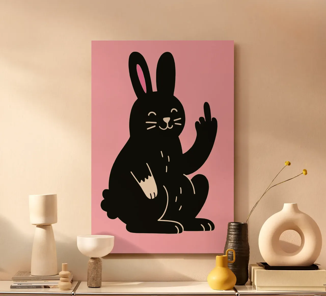 Fluffy but F*ck Off - Rude Rabbit Vibes pannello forex da KUNSTstück