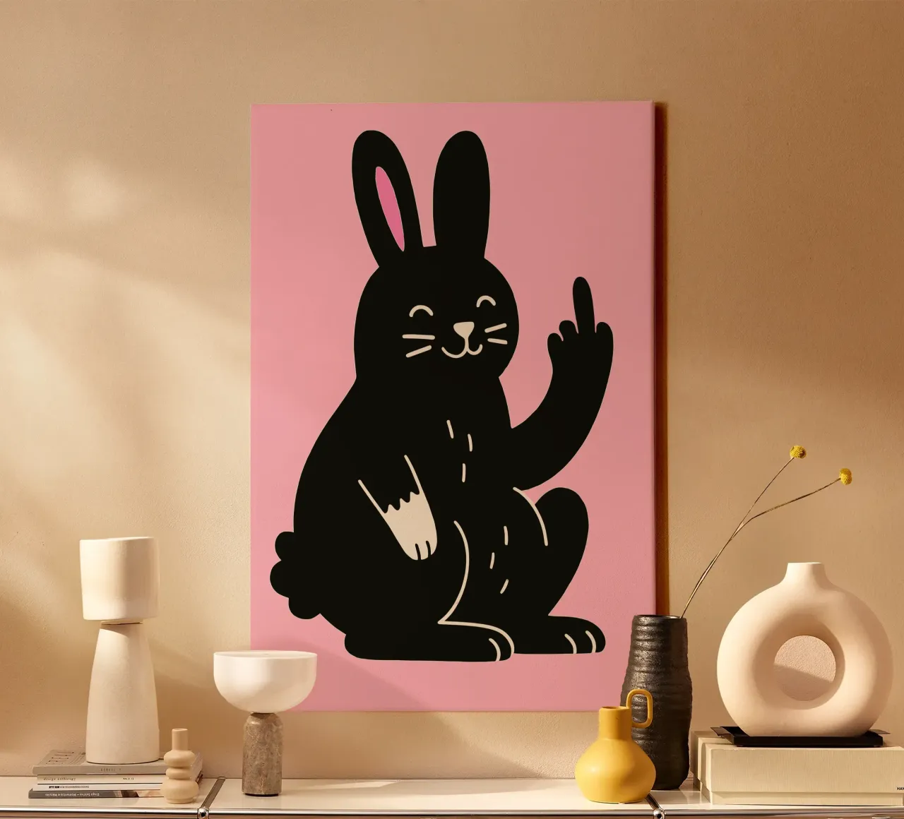 Fluffy but F*ck Off - Rude Rabbit Vibes canvas by KUNSTstück