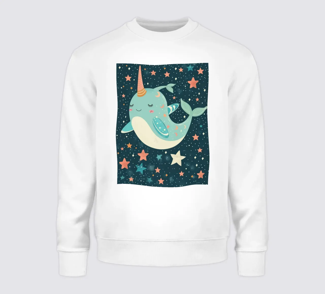 Mignon narval nageant parmi les étoiles dans un océan fantaisiste sweat de DesignDoodle