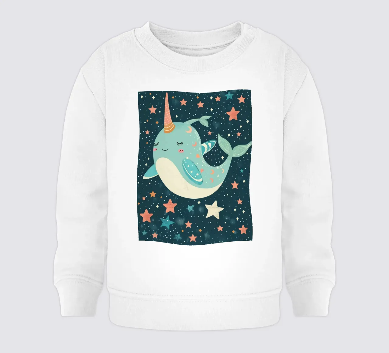 Mignon narval nageant parmi les étoiles dans un océan fantaisiste sweat pour bébé de DesignDoodle