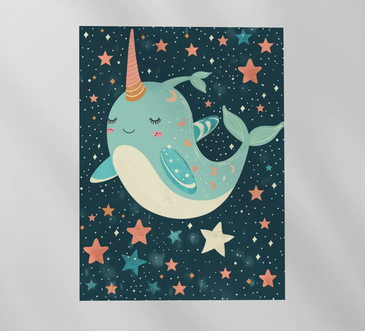 Simpatico narvalo che nuota tra le stelle in un oceano stravagante pellicola backlit da DesignDoodle