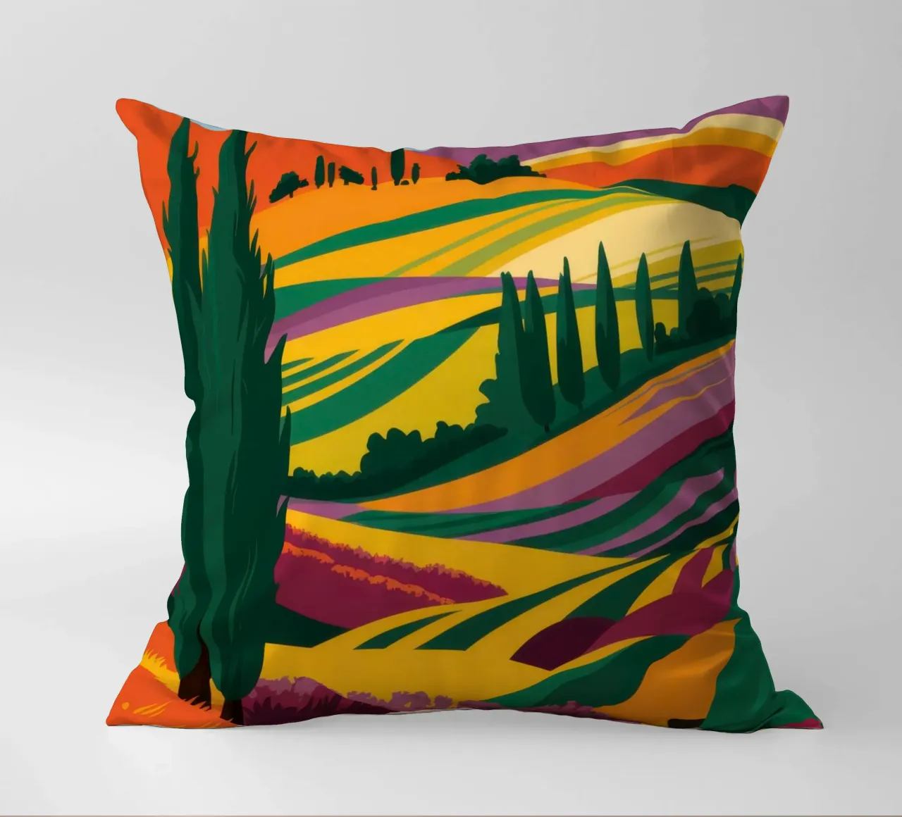 Colline toscane baciate dal sole cuscino da Ink Pulse