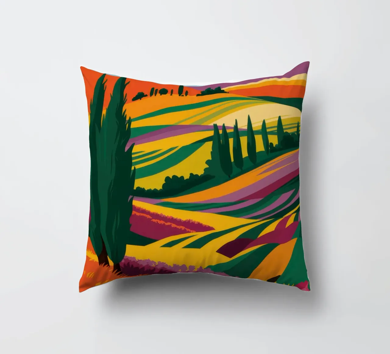 Colline toscane baciate dal sole cuscino da Ink Pulse