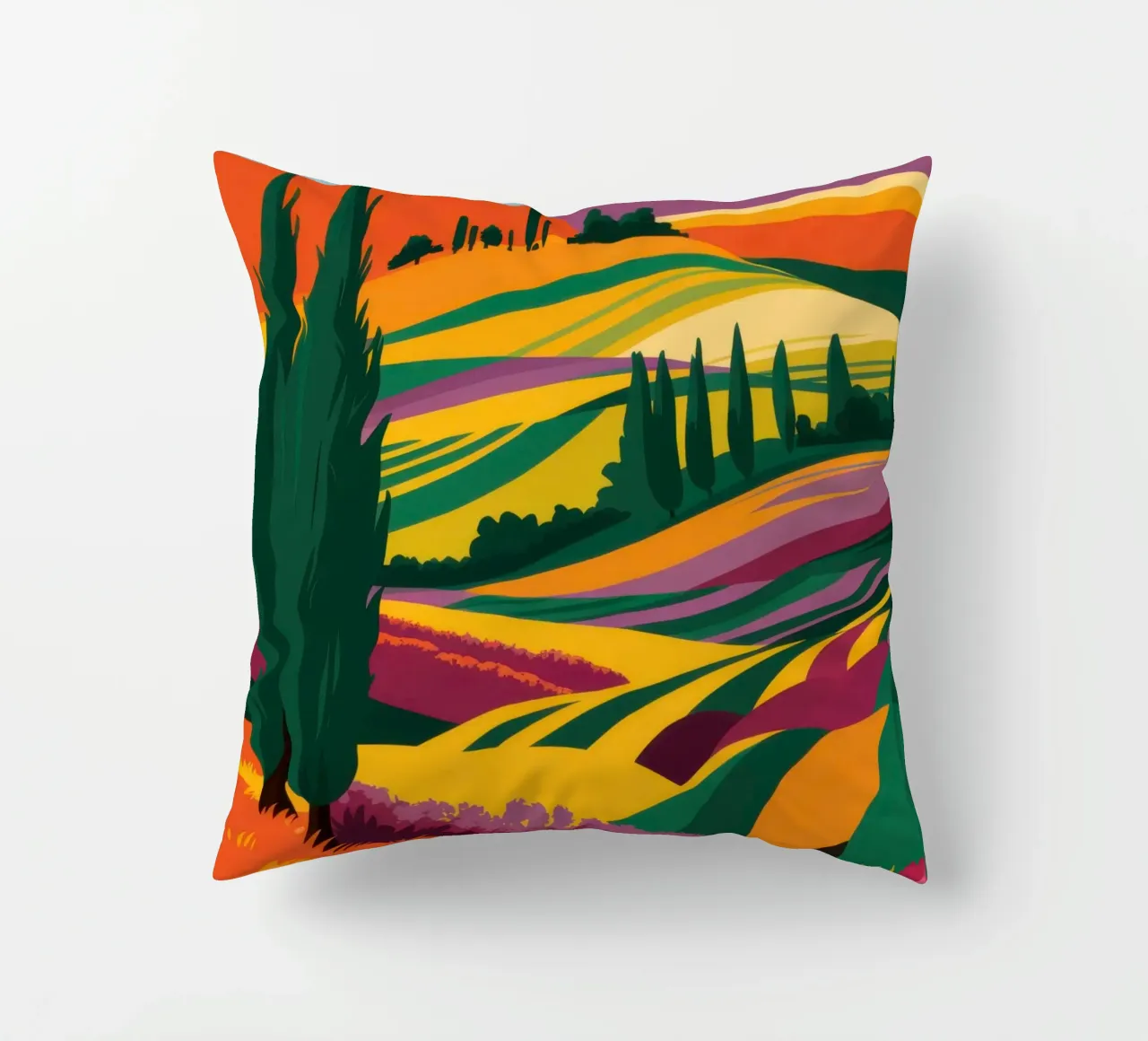 Colline toscane baciate dal sole cuscino da Ink Pulse
