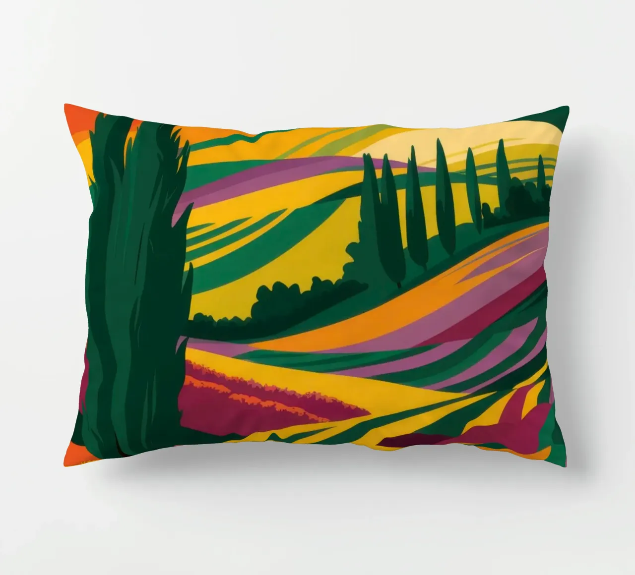 Colline toscane baciate dal sole cuscino da Ink Pulse