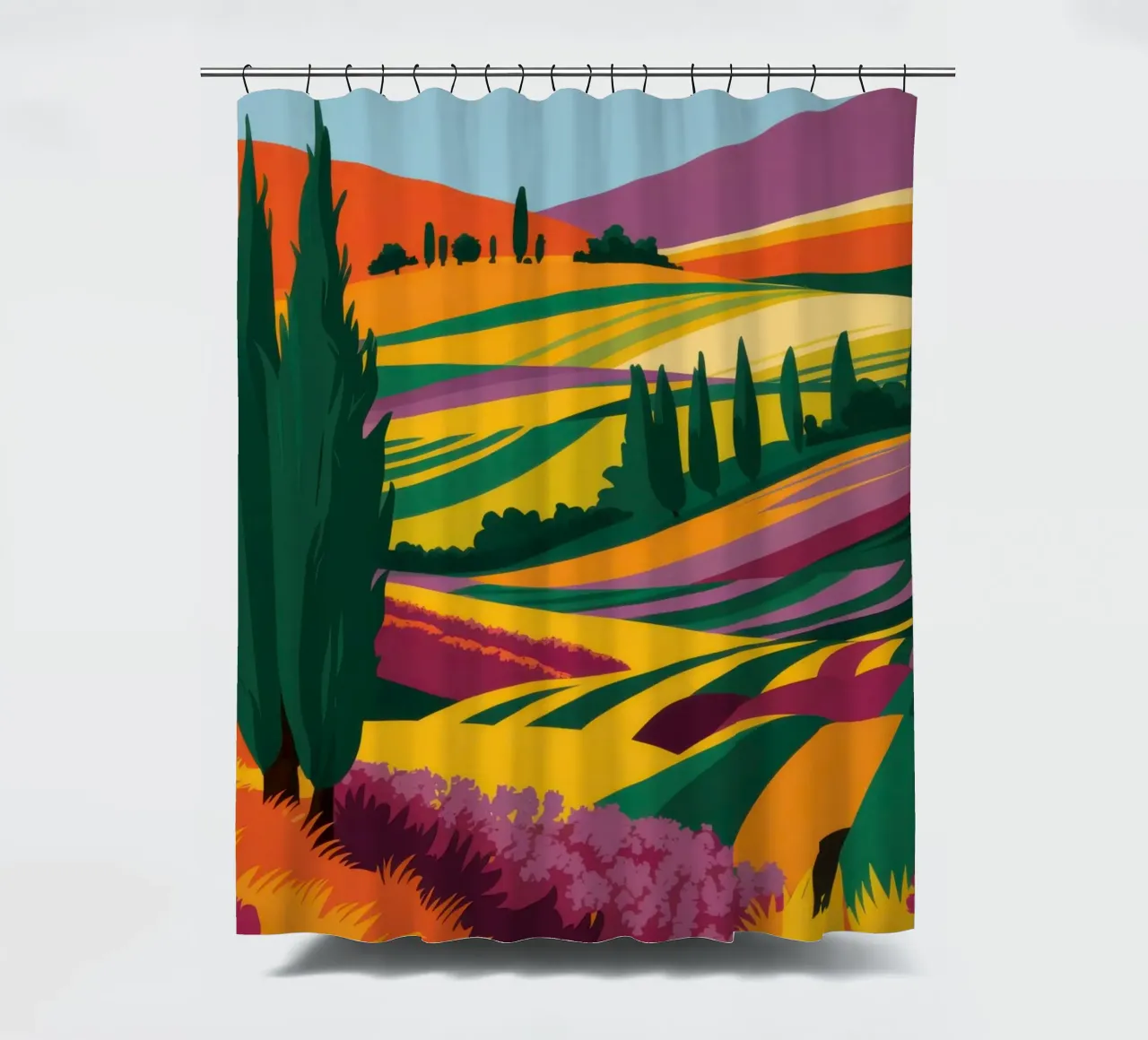 Colline toscane baciate dal sole tenda da doccia da Ink Pulse