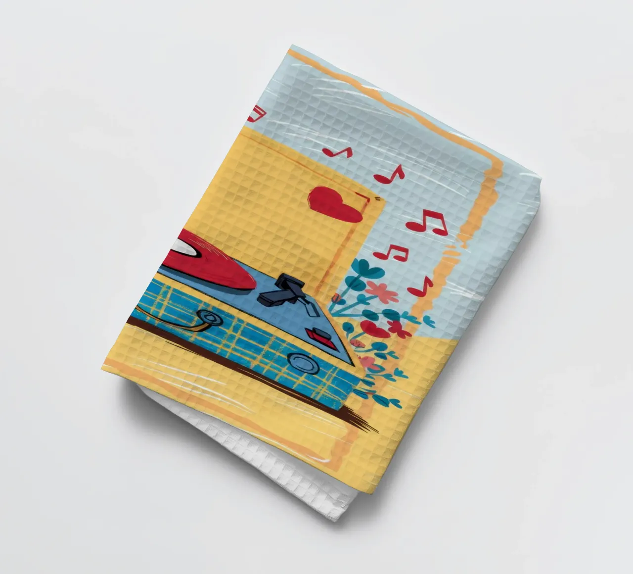 Vinyl Heartbeat Song tea towel by Prism Ritual