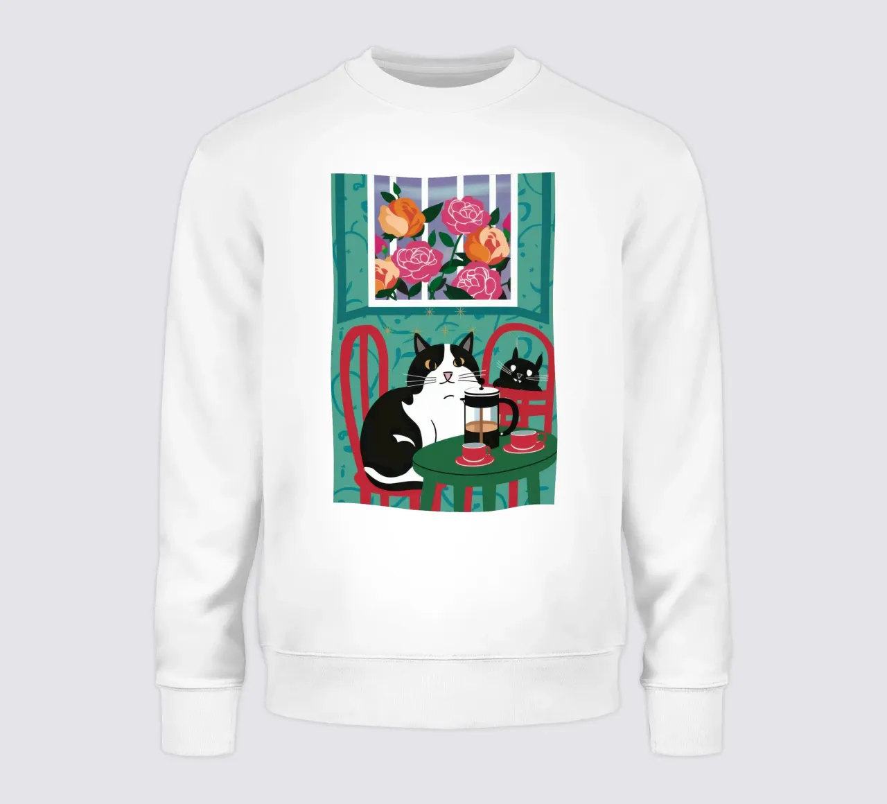 Cat Window Table sweatshirt by Flock Reverie