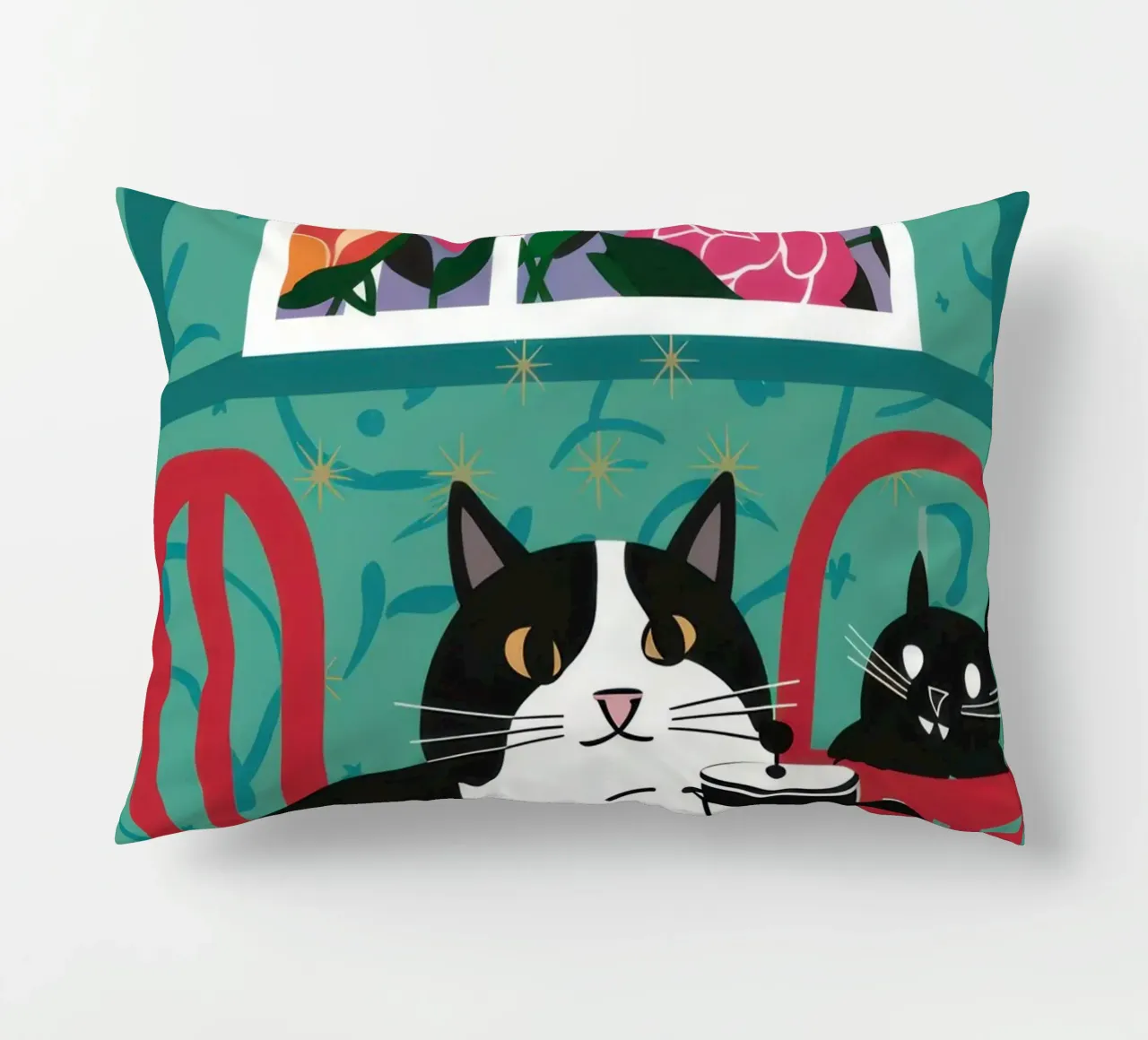 Cat Window Table decorative cushion by Flock Reverie